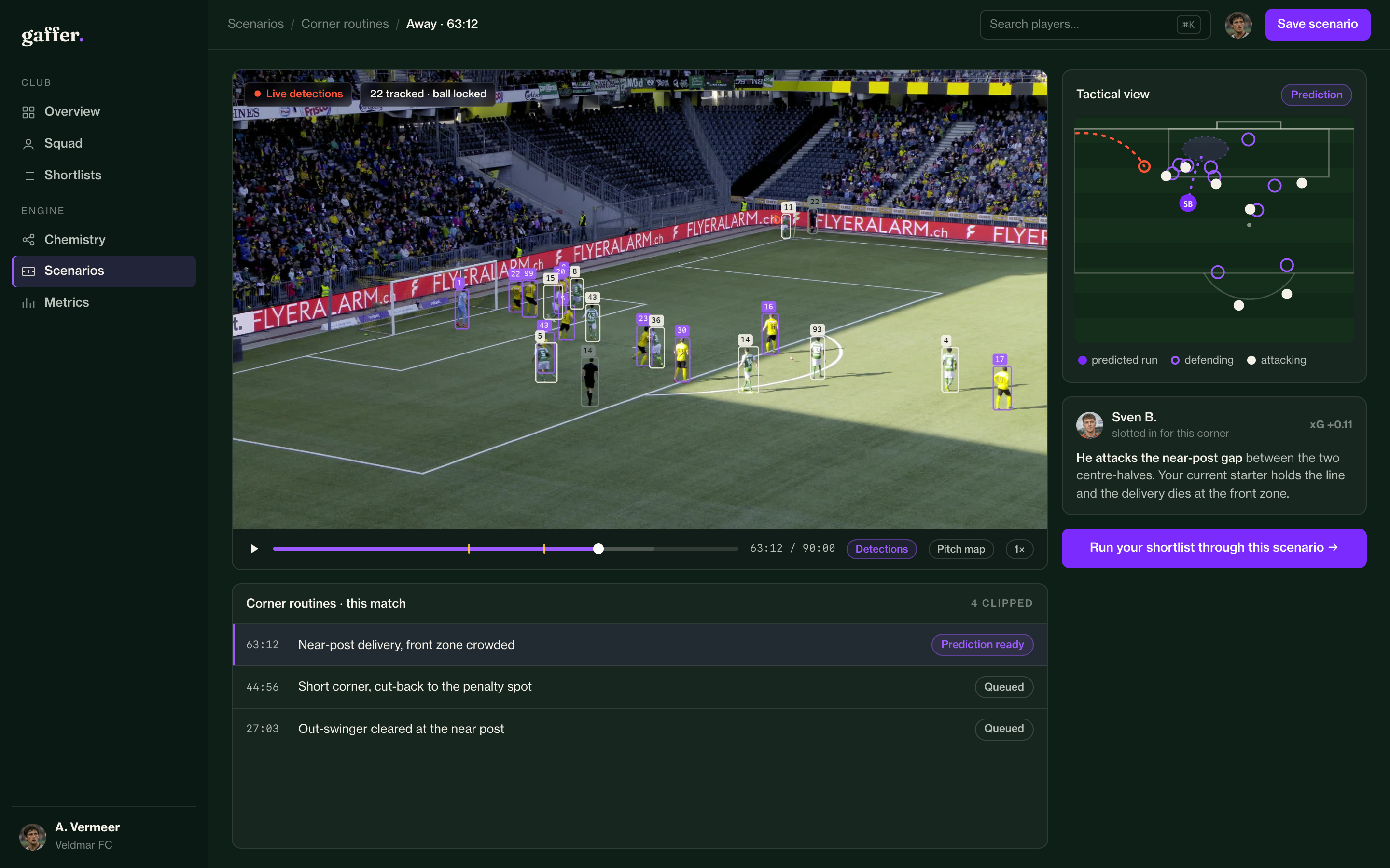 Predict behaviour in game situations